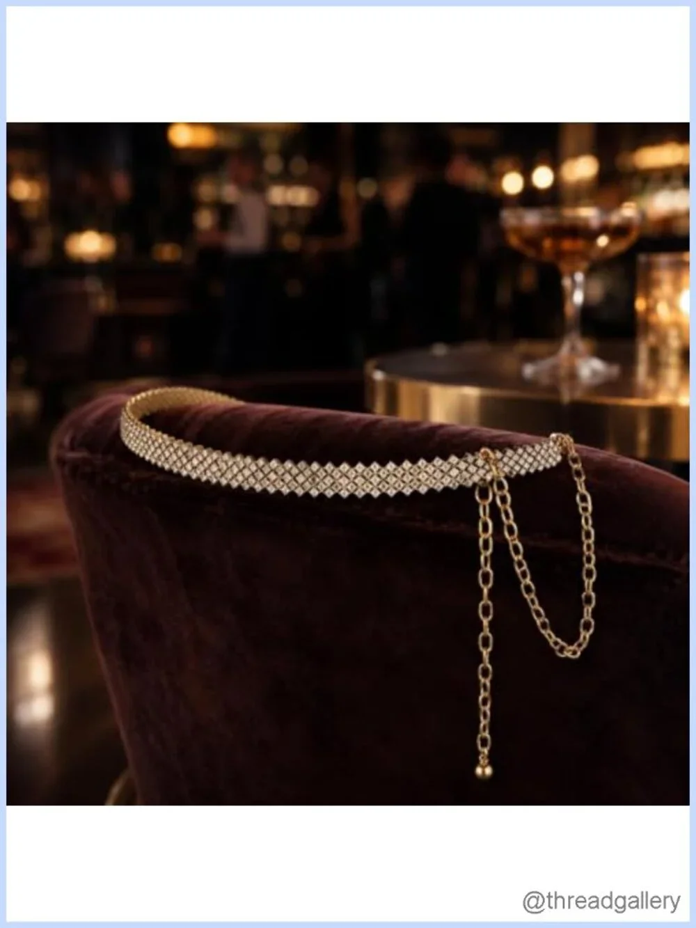Rhinestone Chain Belt Gold-Tone Sparkly Bling Shimmering Beads Waist Belt